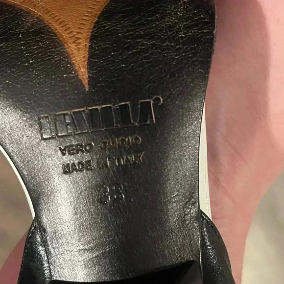 Le silla VTG black & white flower heels size 38 / 7.5 luxury - Picture 6 of 7